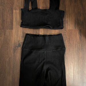 Black Ribbed Women's workout set